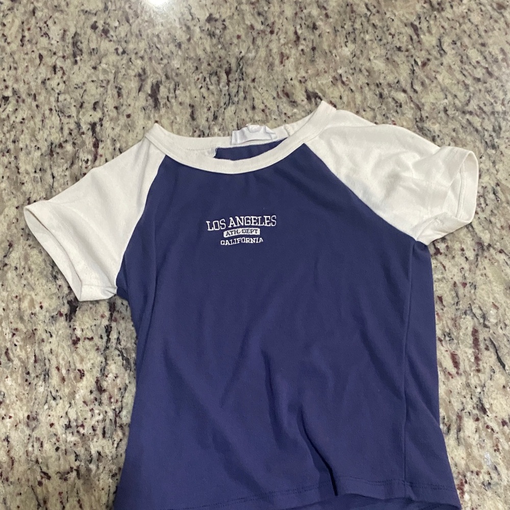 Pink Rose Kids Blue and White Raglan Tee